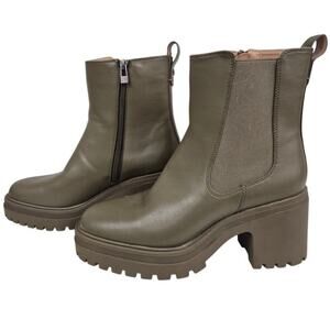 Sam & Libby Chelsea olive green vegan chunky Platform boots Sz 9 NWOT